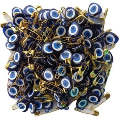 TahtakaleToptancılarıNazar Bead Safety Pin (100 Pcs) Navy Blue хна для мехенди henna bride veil welon