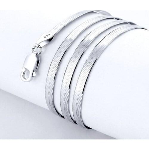 925 Sterling Silver 4MM chain Necklace for Women Luxury Couple Fine Jewelry Blade Chain wedding gift choker Necklace