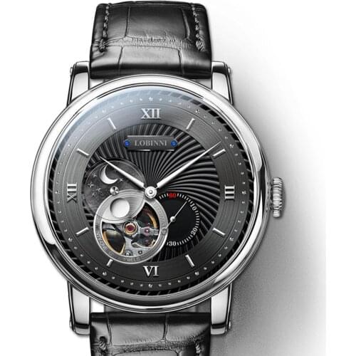 Mens wrist watches,men automatic watch LOBINNI man luxury brand mechanical self wind wristwatch switzerland relogio waterproof