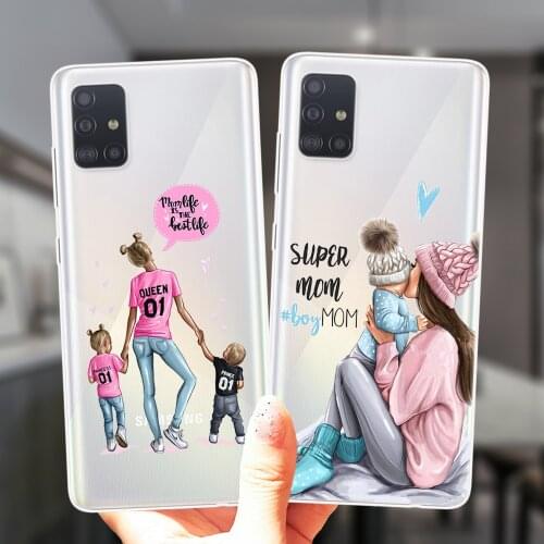 For Samsung A52 A72 A51 A71 A50 A70 A12 A02 A42 A32 A31 A21S A41 A11 A30 A20 Case Super Mama Girl Mom Boy Baby Coque Soft Cover