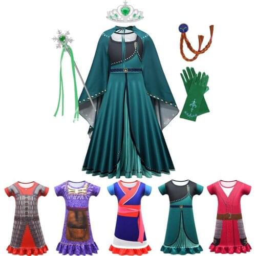 Movie Halloween Child Anna Mulan Costume Christmas Girls PrincessDress Children Casual Clothes Christmas Dress