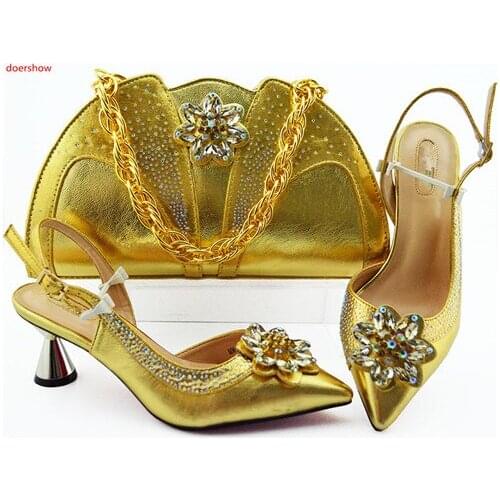 Doershow African Matching Shoes and Bags Italian In Women Nigerian Party Shoe and Bag Sets Women Wedding Shoes and Bag!SLN1-31