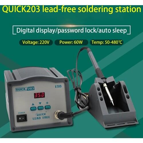 Quick 203 Electric Welding Machine Repair Electrical Soldering Iron Digital Display Soldering Station High Frequency 60W