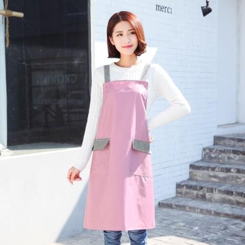 Apron Korean fashion princess European kitchen apron Simple waterproof and oilproof female cooking waist overalls apron