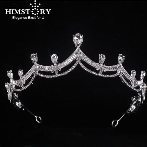 Himstory Rhinestone Crystal Tiara Diadem Crown Princess Tiaras Bridal Hair Jewelry Party Wedding Hair Accessories Women Headpiec