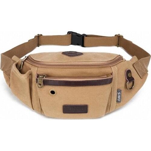 Men Waist Pack Bag Canvas Multi-Capacity Pouch Bum Purse Crossbody Messenger Chest Bag Fashion Hip Belt Fanny Pack