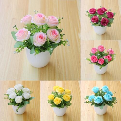 1Pc Potted Handmade Artificial Flower Bonsai Stage Garden Wedding Fake Flower Office Home Party Wedding Decor Props Potted plant