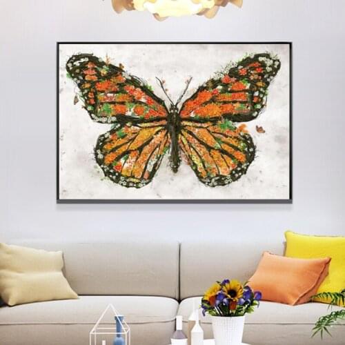Animals Picture Print Colourful Butterfly FlowerCanvas Painting Oil Painting Modern Poster Wall Picture in Livingroom Home Decor