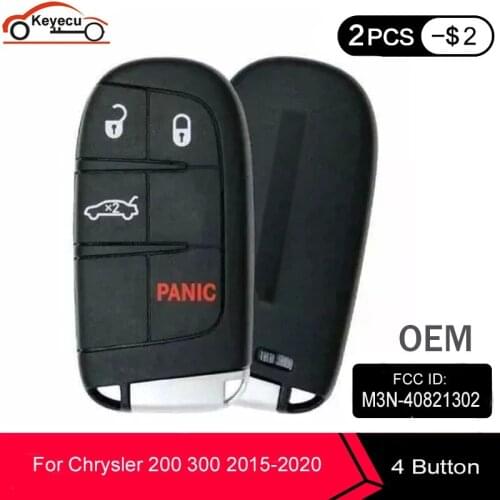 KEYECU OEM Proximity Smart Remote Car Key Fob 433MHz PCF7953M /4A 4 Buttons for Chrysler 200 300 2015-2020 FCC ID: M3N-40821302