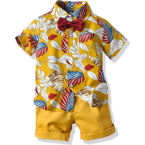 Children Summer Clothing 2PCS Set Toddler Kidd Baby Boy Coconut Tree Tops T-shirt+Shorts Pants Outfits Short Sleeve Clothes 1-6T