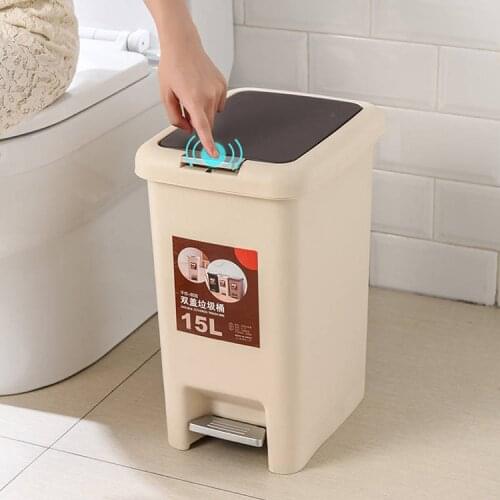 8L/ 10L Trash Can Pedal With Lid Household Classification Kitchen Toilet Bathroom Trash Can Hand-Opening Waste Bin Large Storage