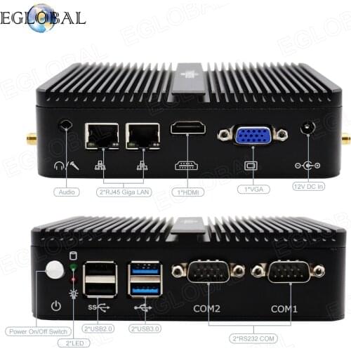 Smallest Industralia Fanless Mini Pc Intel J1900 2GHz Quad Core With Com Port Win7 / Linux / Windows Desktop Computers Mini PCs