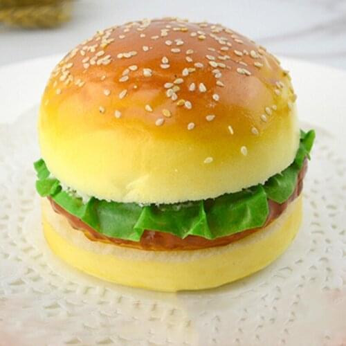 Soft Simulation Cakes Model Artificial Foods Fake For Shop Home Dining Table Decoration PU Mini Bread Kitchen Hamburger