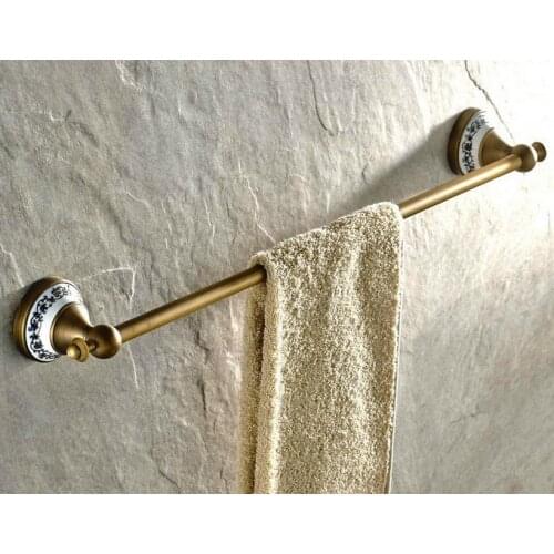 Wall Mounted Vintage Retro Antique Brass Bathroom Single Towel Bar Towel Rail Holder Bathroom Accessory mba402