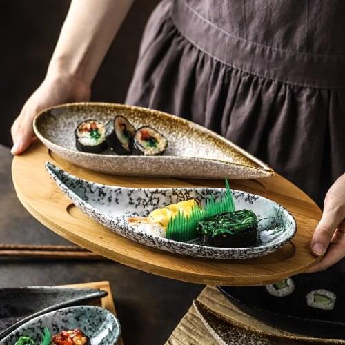 Creative odd-shaped sushi Japanese snack tray small ceramic sushi plate household tableware daily tableware
