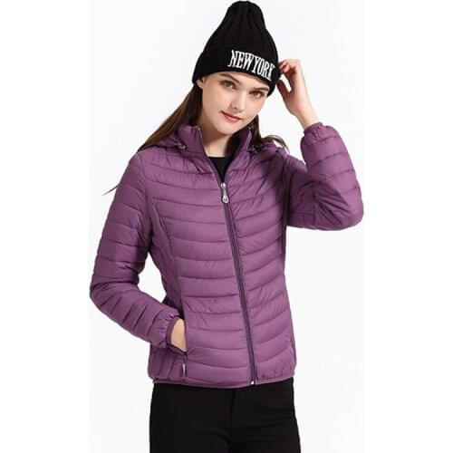 New Winter Women Thin Padded Jacket Coat With Detachable Hood Lady Short Parka Outdoor Warm Clothing Portable Ultralight Outwear