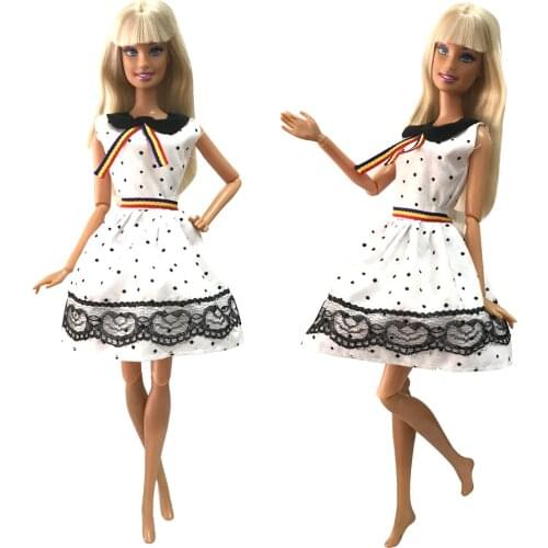 NK One Pcs Newest Doll White Dress Beautiful Handmade Clothing For Barbie Accessories Doll Top Fashion Dress Best Girl Gift 3X