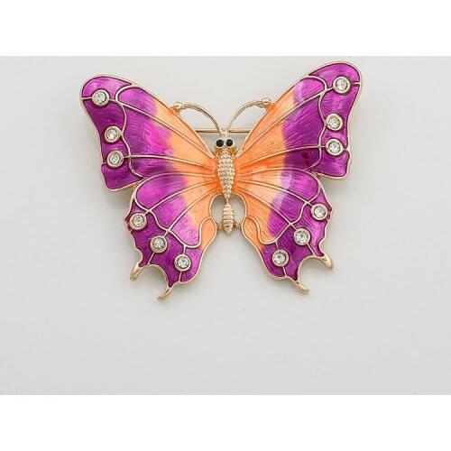 Butterfly vivid lovely diamond inlaid autumn and winter new sweater cardigan coat windbreaker fashion versatile Brooch