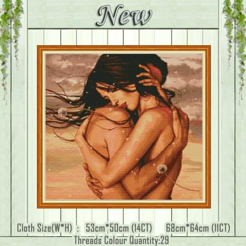 Embrace lovers kiss diy home decor painting counted print on the canvas DMC 11CT 14CT kit Cross Stitch Embroidery needlework Set