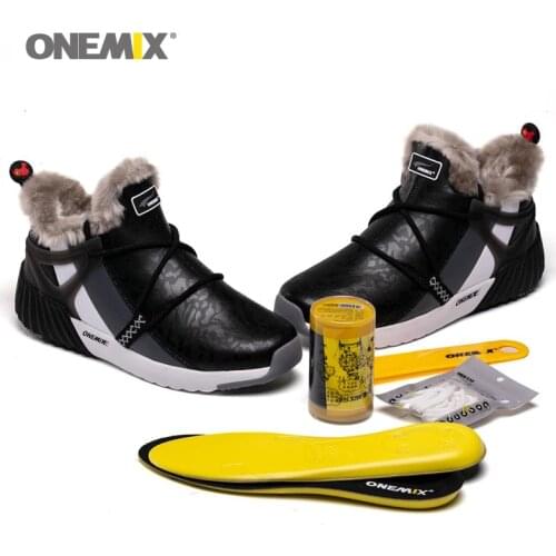 Onemix New Waterproof Snow Boots Men Sneaker Trainers Walking Outdoor Athletic Comfortable Warm Wool Running Shoes Hot sell