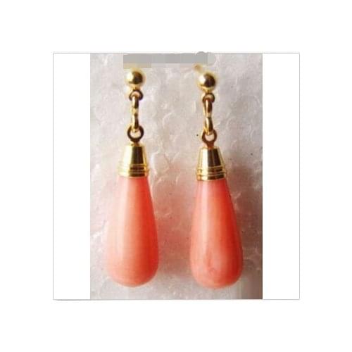 Wholesale Good Beautiful real pink coral Earring Lovely Fine Nobility Ladys Womens Earrings