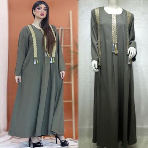 Dress Woman 2021 New Plus Size Fashion Eid Middle East Dubai Kaftan Turkey Abaya Muslim Maxi Dresses Embroidery Loose Robe
