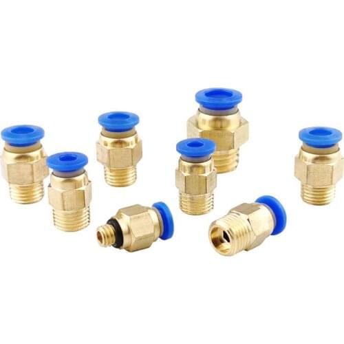 PC Air Pneumatic Fitting Quick Connector 4-m5 4-M6 4mm 6mm 8mm 10mm 12mm Male Thread 1/4 1/2 1/8 3/8 Compressed Hose Tube Pipe
