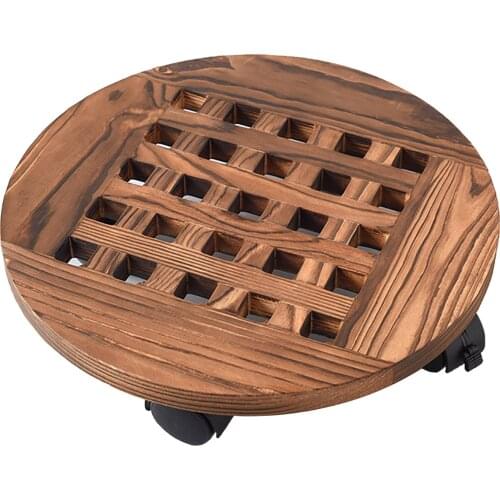Flower Tray Rolling Wooden Planter Receptacle With Wheels Mobile Gardening Pot Rack