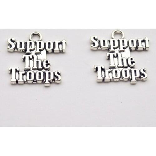 Antique Silver Zinc Alloy Support The Troops Charms Pendants fit for DIY necklace and Bracelets, 100pcs/lot