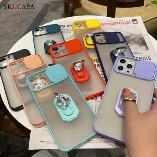 Push Window Lens Phone Case For iPhone 12 Mini 11 Pro XS Max X XR SE 2020 8 7 6s 6 Magnetic Ring Stand Holder Shockproof Cover