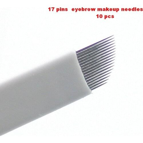 10pcs Silver 17 Pins Flat Blades For Professional Permanent Makeup Eyebrow Pen Manual Tattoo Needles Supply Free Shipping