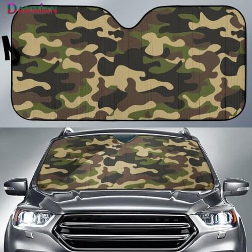 DARMIAN Military Green Camouflage Windshield Sun Shade for Car Durable Auto Front Windows Sunshade Covers Car Interior Cover