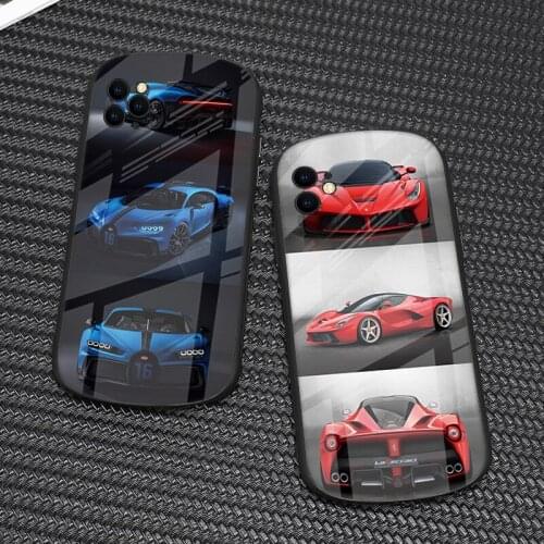 Glass Luxury sports car Case for iphone 12 11 pro max xs xr x 6 6s 7 8 plus phone covers