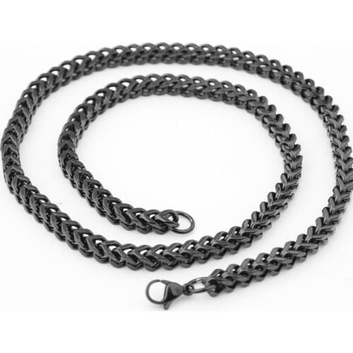 Tiasri Black Color Punk Mens Necklace Heavy Solid Stainless Steel Chain Hip hop Male Jewelry Wholesale and Retail 6mm Choker