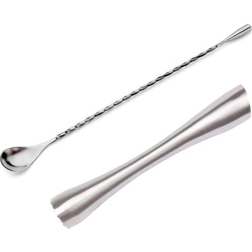 UPORS 8 inch Cocktail Muddler Stainless Steel Barware Set Classic Cocktail Sticks and Bar Spoon Cocktail Accessories Bar Tools