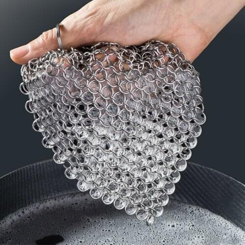 High Quality 316 Stainless Steel Cast Iron Cleaner Chainmail Scrubber Home Cookware Clean for Skillets Grill Pans