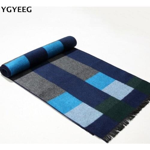 YGYEEG New Plaid Unisex Scarf In Winter Fashion Knitted Scarves Classical Plaid Scarf For Men Imitation Cashmere Scarves Tassel
