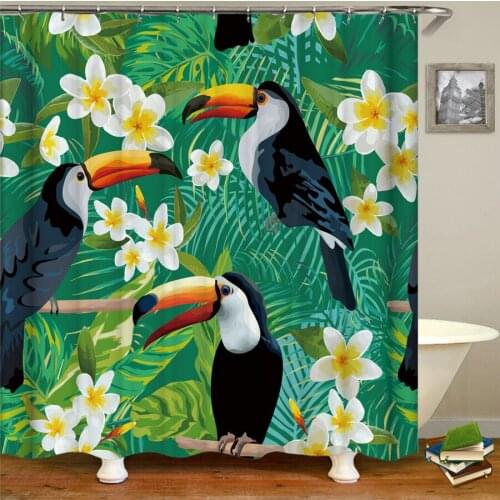 Bathroom Shower Curtain 3d printing Flowers Birds Bath Curtains Waterproof Polyester Cloth High Quality Bath Screen With Hooks