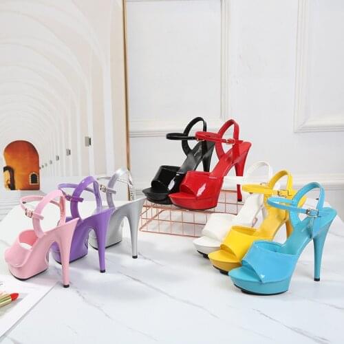 Female Sandals Ladys Sandals Women Wedding Shoes Sexy Ankle Strap Platform Sandals Super High Heel 13CM Nightclub Party Shoes