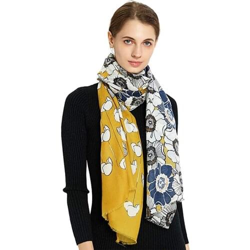 Women Scarf Fashion Summer Hot Silver Flower Viscose Scarf Lady Yellow Pashmina Bandana Female Hijab Winter Foulard Head Scarves