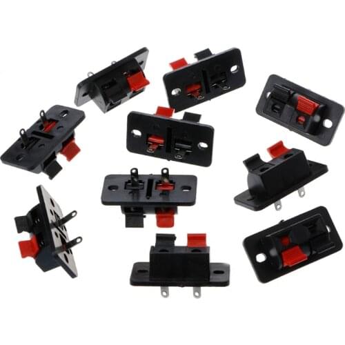 10 Pcs 2 Positions Terminal Connections Of Push Button Connector In Jack Spring Load Speaker Audio