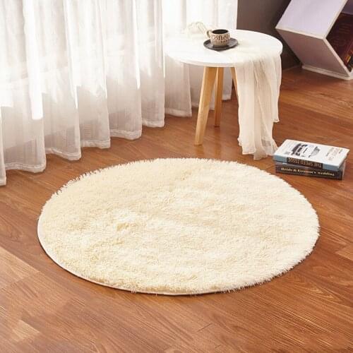 160/200cm Round Soft Long Carpet Indoor for Bedroom Living Room Floor Shaggy Plush Carpet White Fur Rug Bedside Rugs for Kids