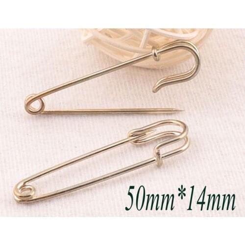 30 PCS Metal Pale Gold Safety Pin,jewelry finding charm pins,Brooch Stitch Markers Brooch Bar Safety Pins Fasteners-2"(50mm)