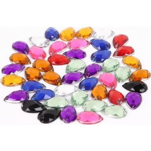 300pcs/lot Flatback Acrylic Rhinestone Sew On Applique Random Mixed Colors Two Holes Beads Stones For Shoes Clothes Bag