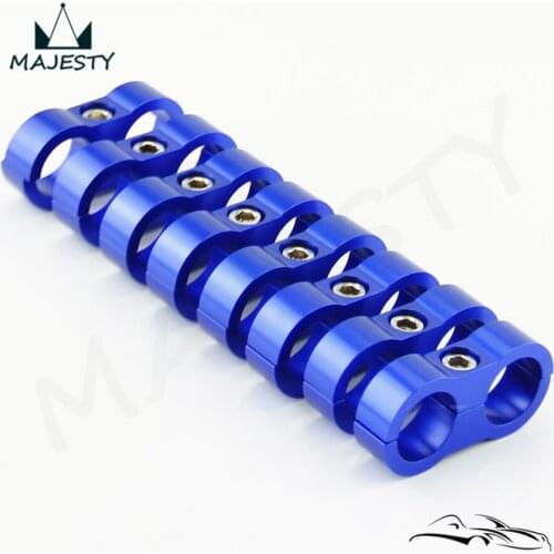 8pcs AN-8 AN8 15.4MM Braided Hose Separator Clamp Fitting Adapter Bracket Blue
