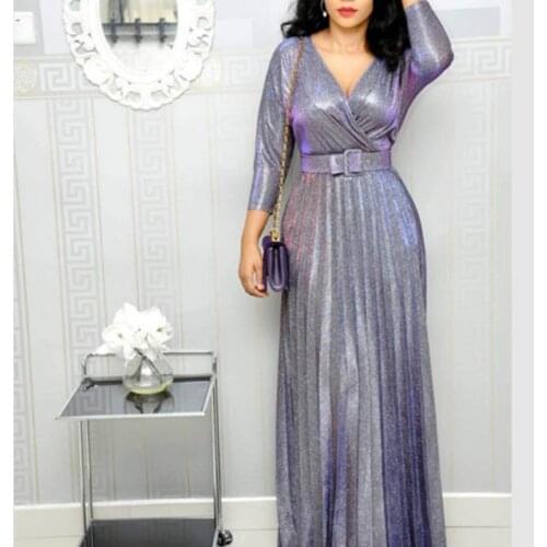 African dresses for women New hot selling popular Colorful bronzing Women party long dress v-neck younger girl long dress