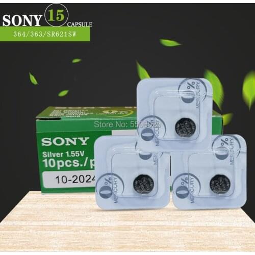15pcs/Lot FOR SONY 100% Original AG1 364 LR621 164 SR60 SR621SW 1.55V Watch Button Coin Cell Battery Single grain packing