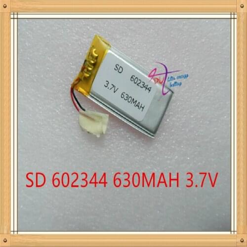 Liter energy battery 3.7V lithium polymer battery 602344 card Bluetooth speakers built-in rechargeable batteries 630mAh