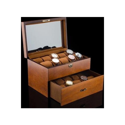 High capacity 20 slot daul layer wooden struction dress fashion watch box with window case container watch organizer MSBH009b