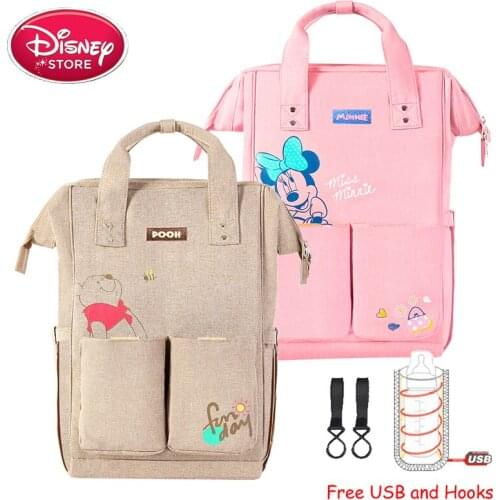 Disney Mummy Diaper Bags with USB Maternity Nappy Nursing Bag for Baby Care Waterproof Travel Maternity Backpack Disney Handbag